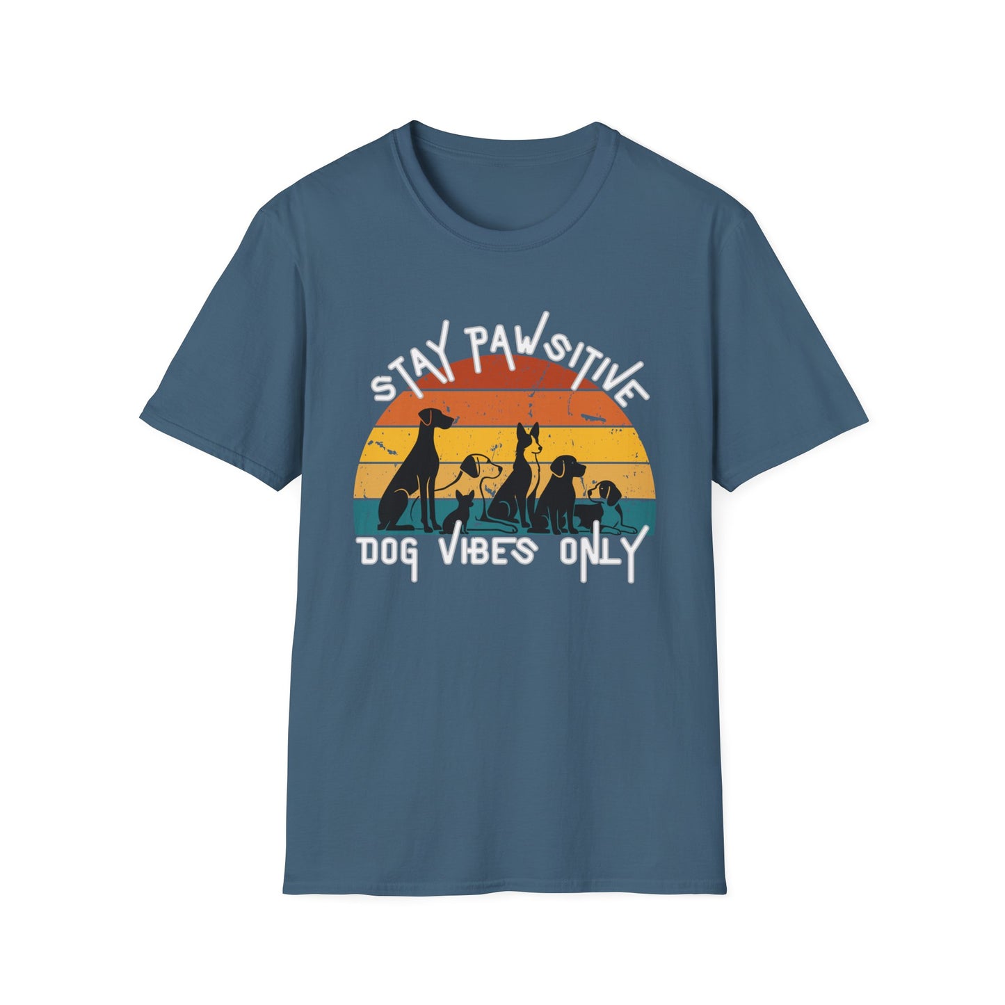 Stay Pawsitive Dog Vibes Tee – Retro Dog Shirt