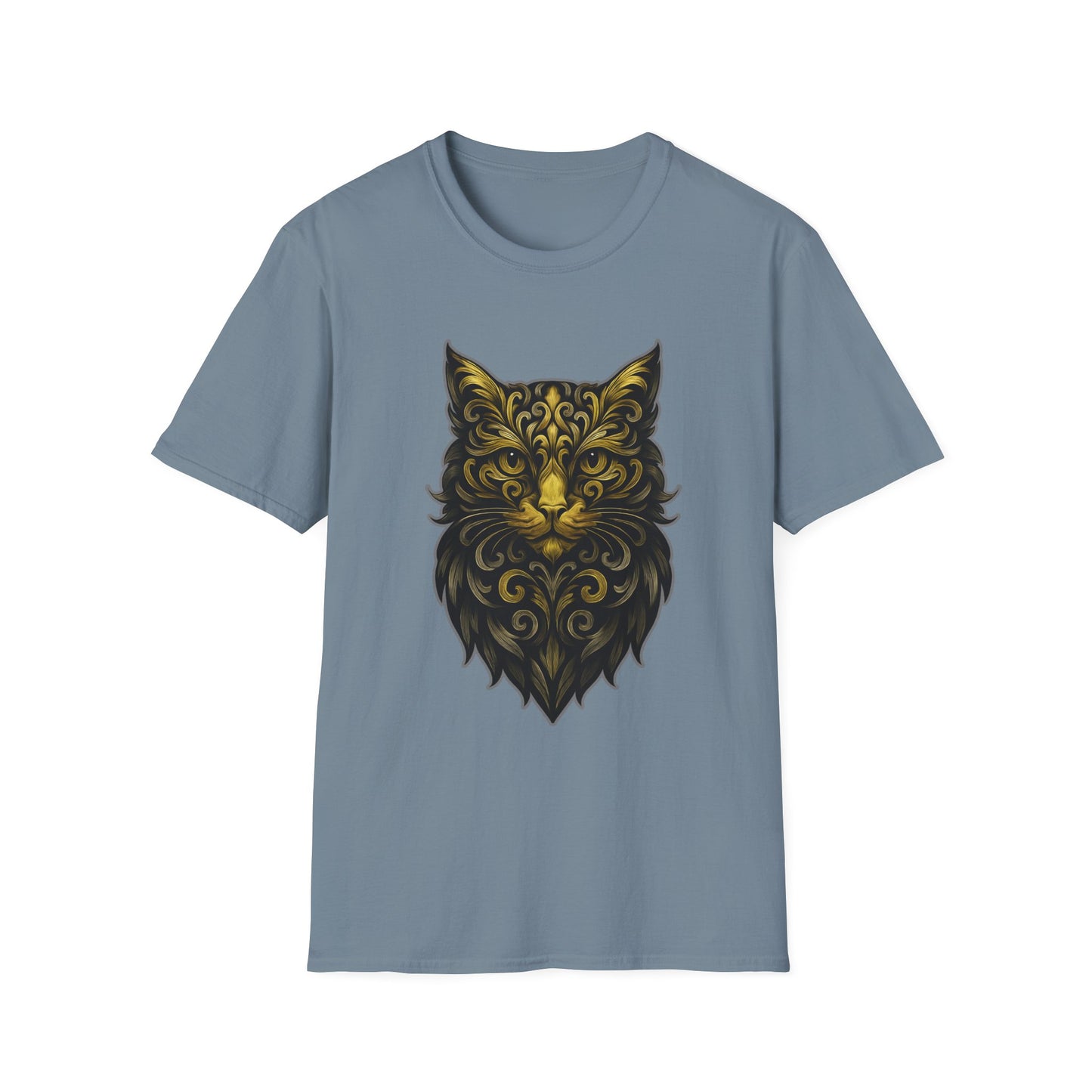 Elegant Cat Design Unisex Softstyle T-Shirt, Gift for Cat Lovers, Casual Wear, Unique Fashion, Animal Themed Apparel