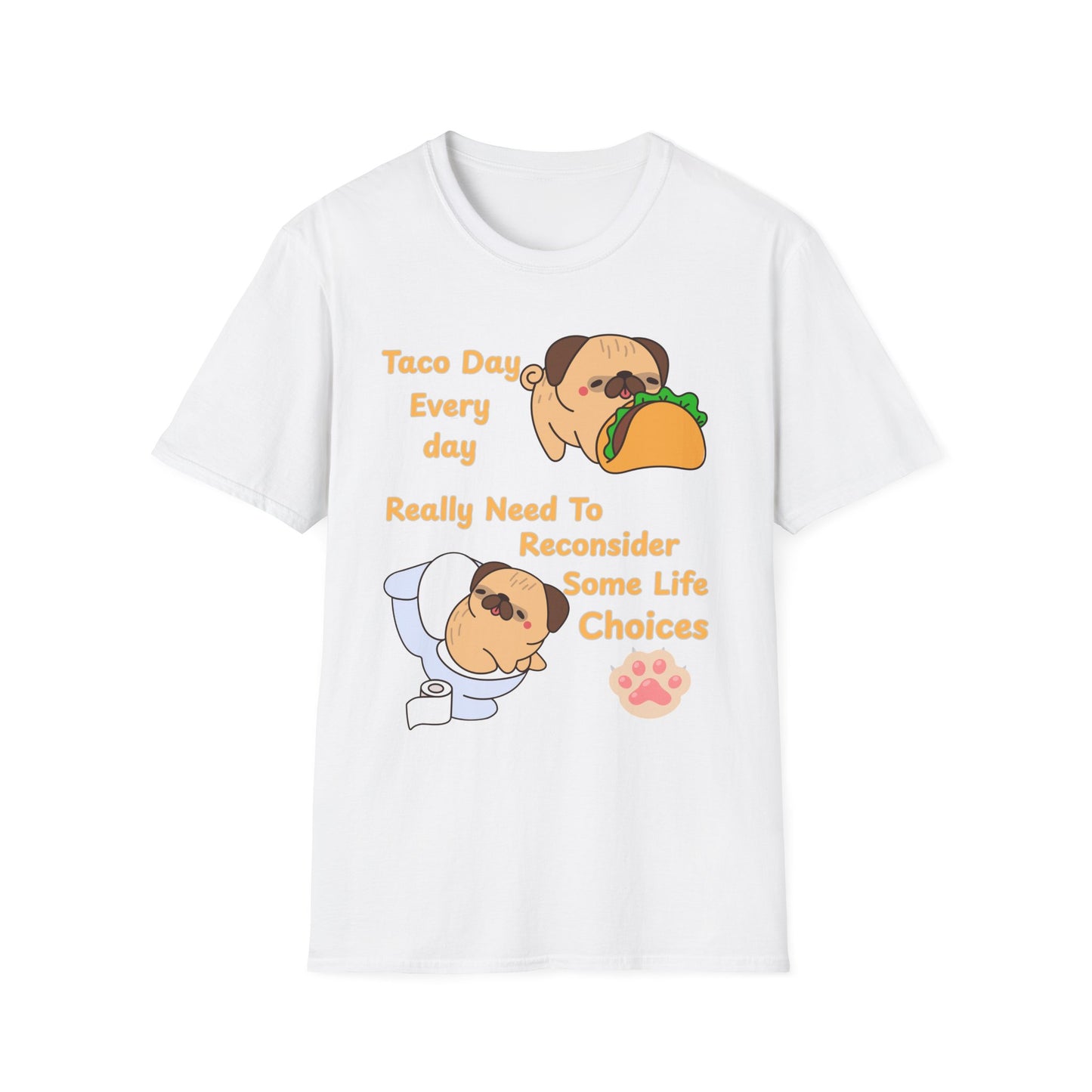 Taco-Themed T-Shirt, Perfect for Taco Lovers, Funny Gift for Foodies, Casual Wear, Pug Lover Shirt