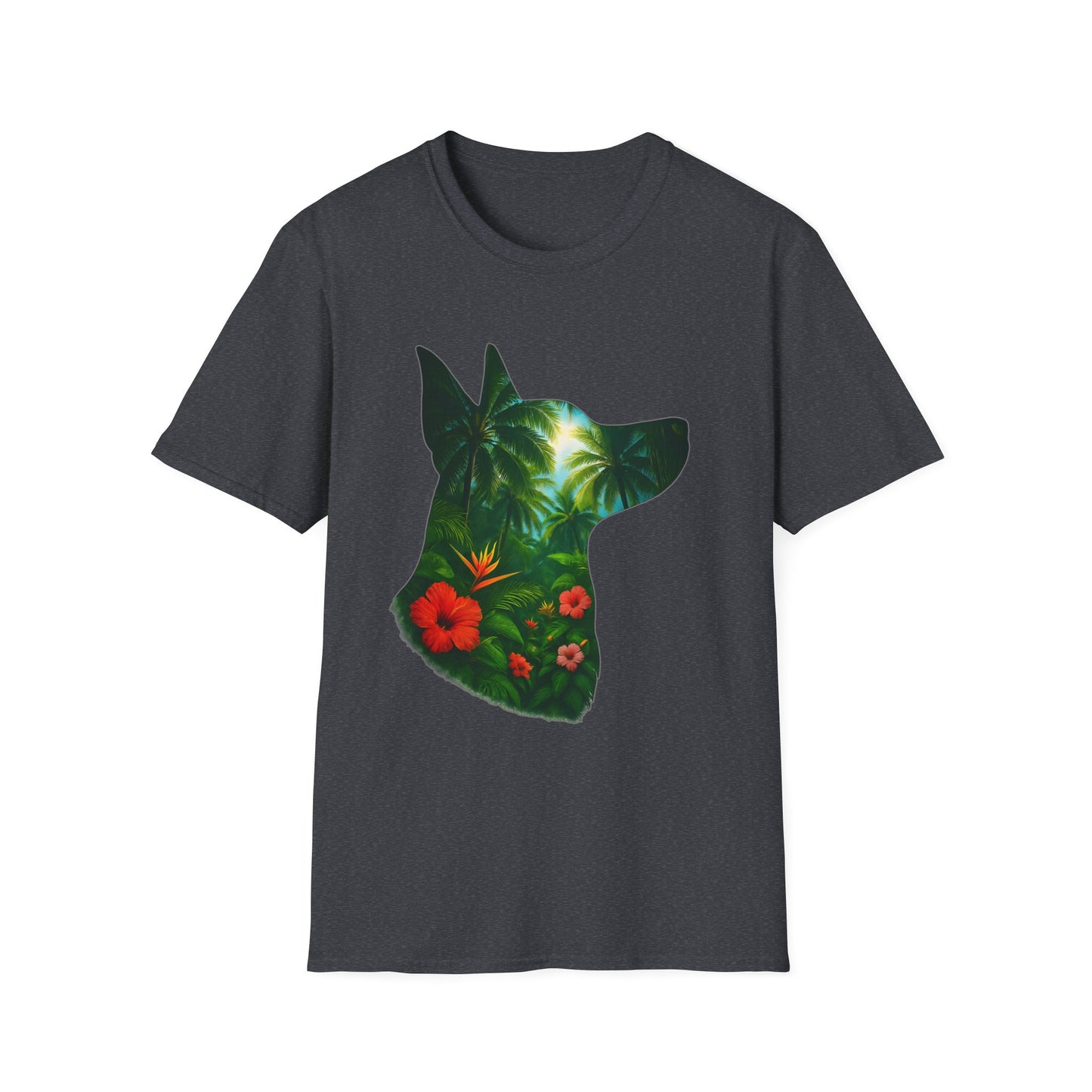 Floral Dog Silhouette T-Shirt, Nature Lover Tee, Unisex Animal Apparel, Summer Vibes Shirt, Gift for Pet Owners