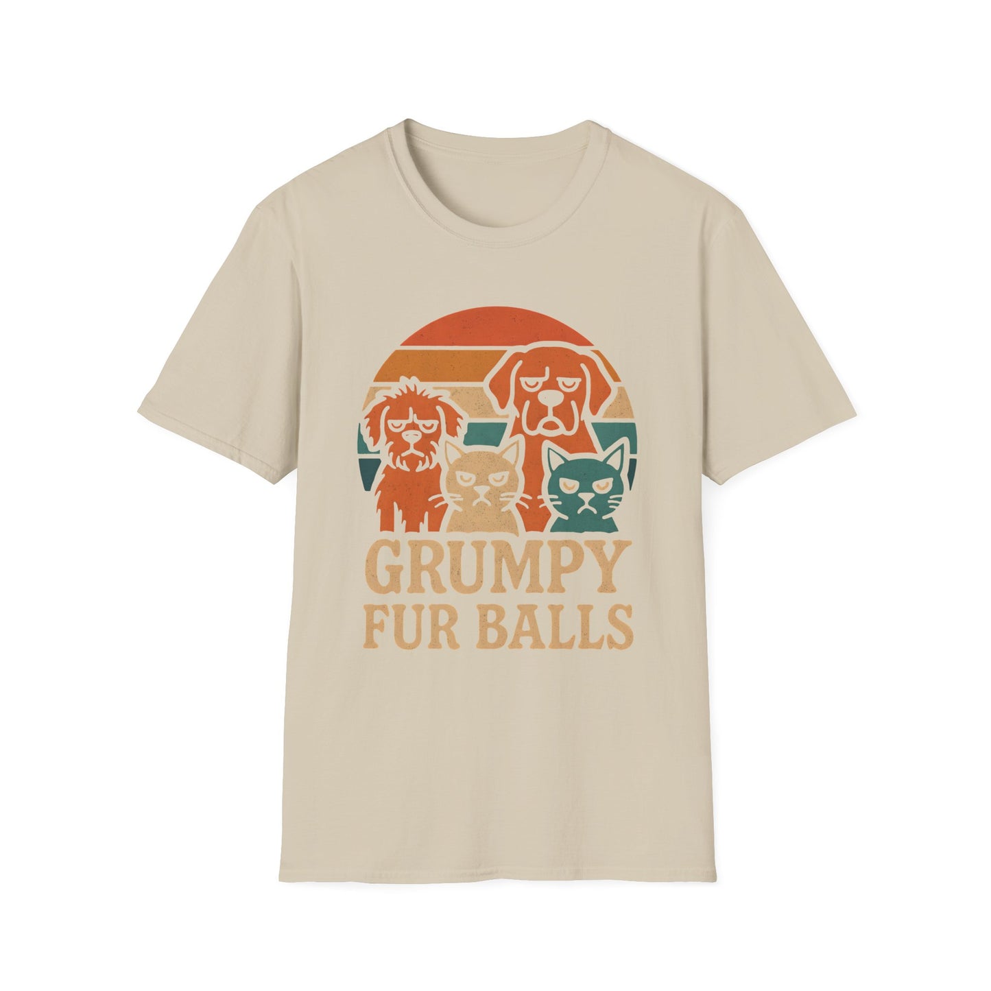 Grumpy Fur Balls Funny Cat and Dog T-Shirt for Pet Lovers.Funny Animal Shirt, Gifts for Dog Owners, Cat Lover Apparel, Cute Pet Humor