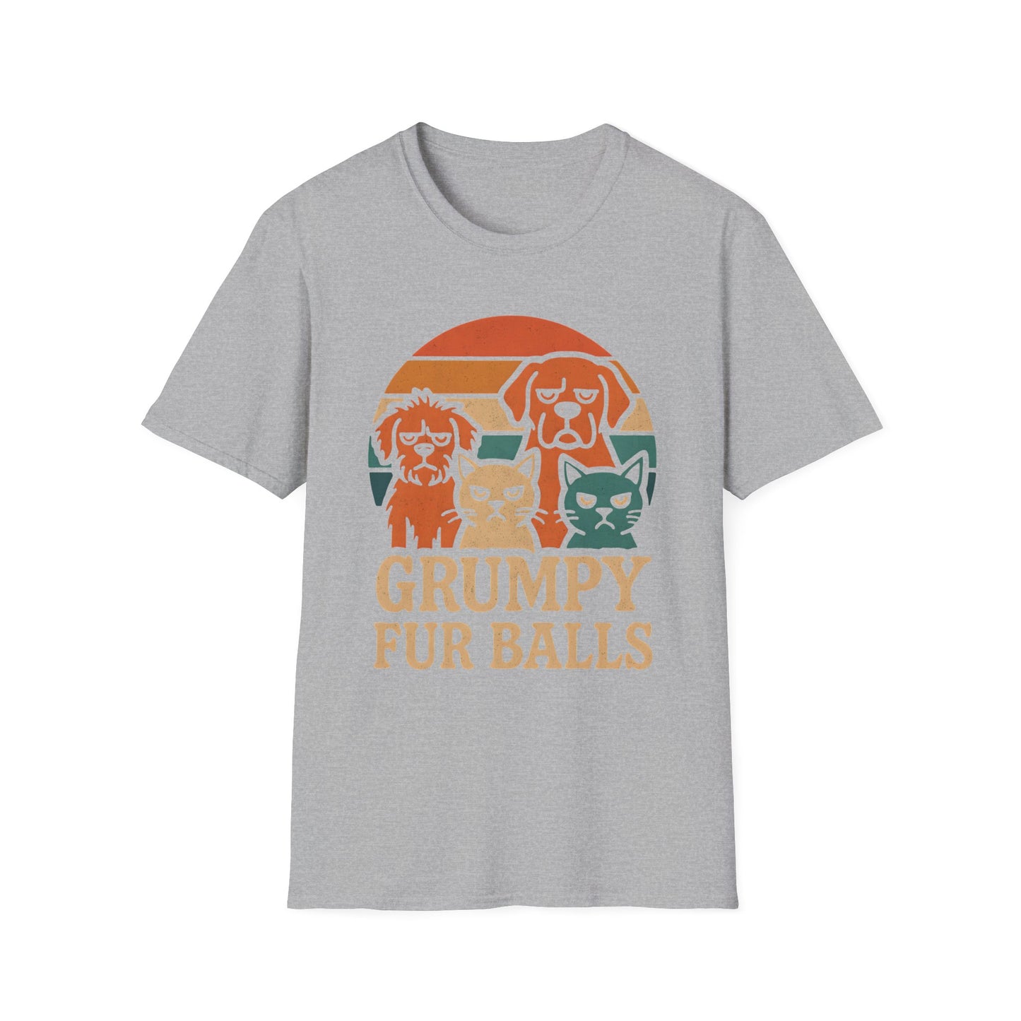 Grumpy Fur Balls Funny Cat and Dog T-Shirt for Pet Lovers.Funny Animal Shirt, Gifts for Dog Owners, Cat Lover Apparel, Cute Pet Humor