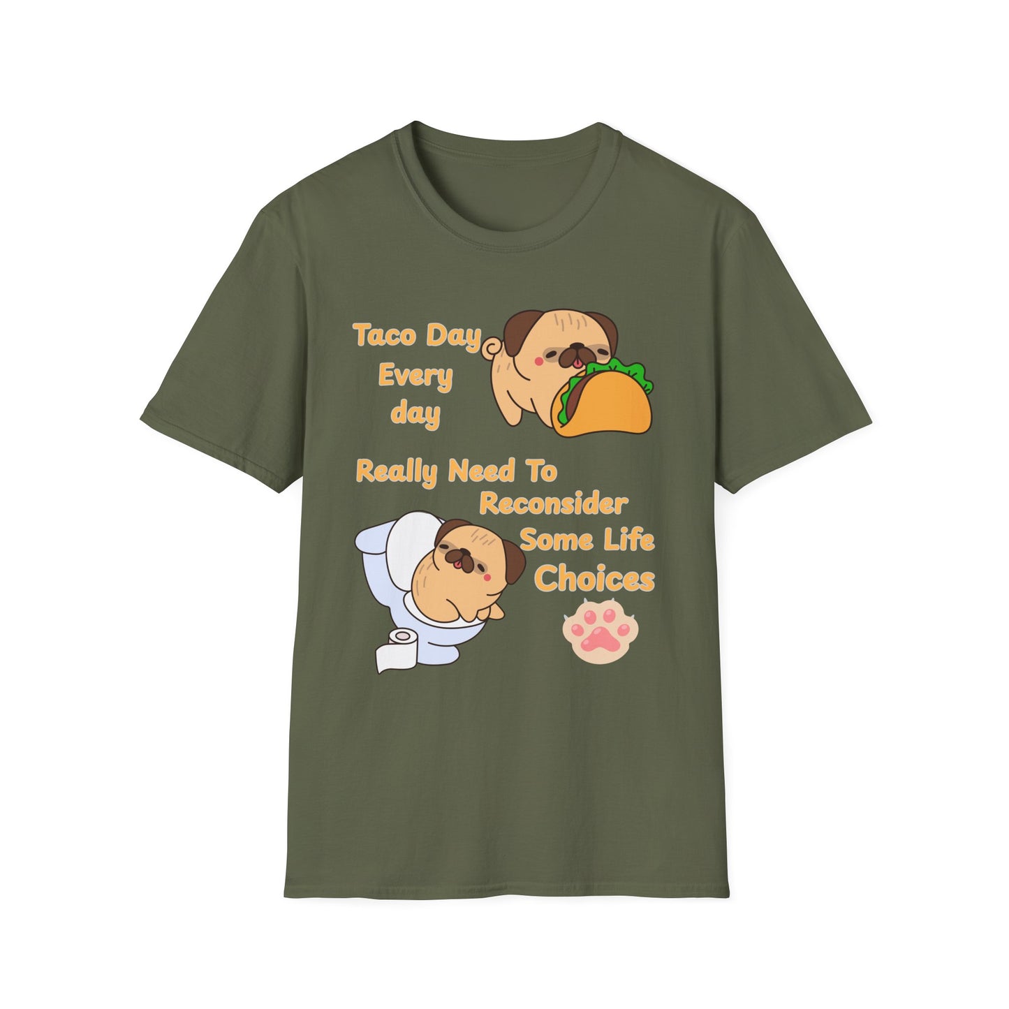 Taco-Themed T-Shirt, Perfect for Taco Lovers, Funny Gift for Foodies, Casual Wear, Pug Lover Shirt