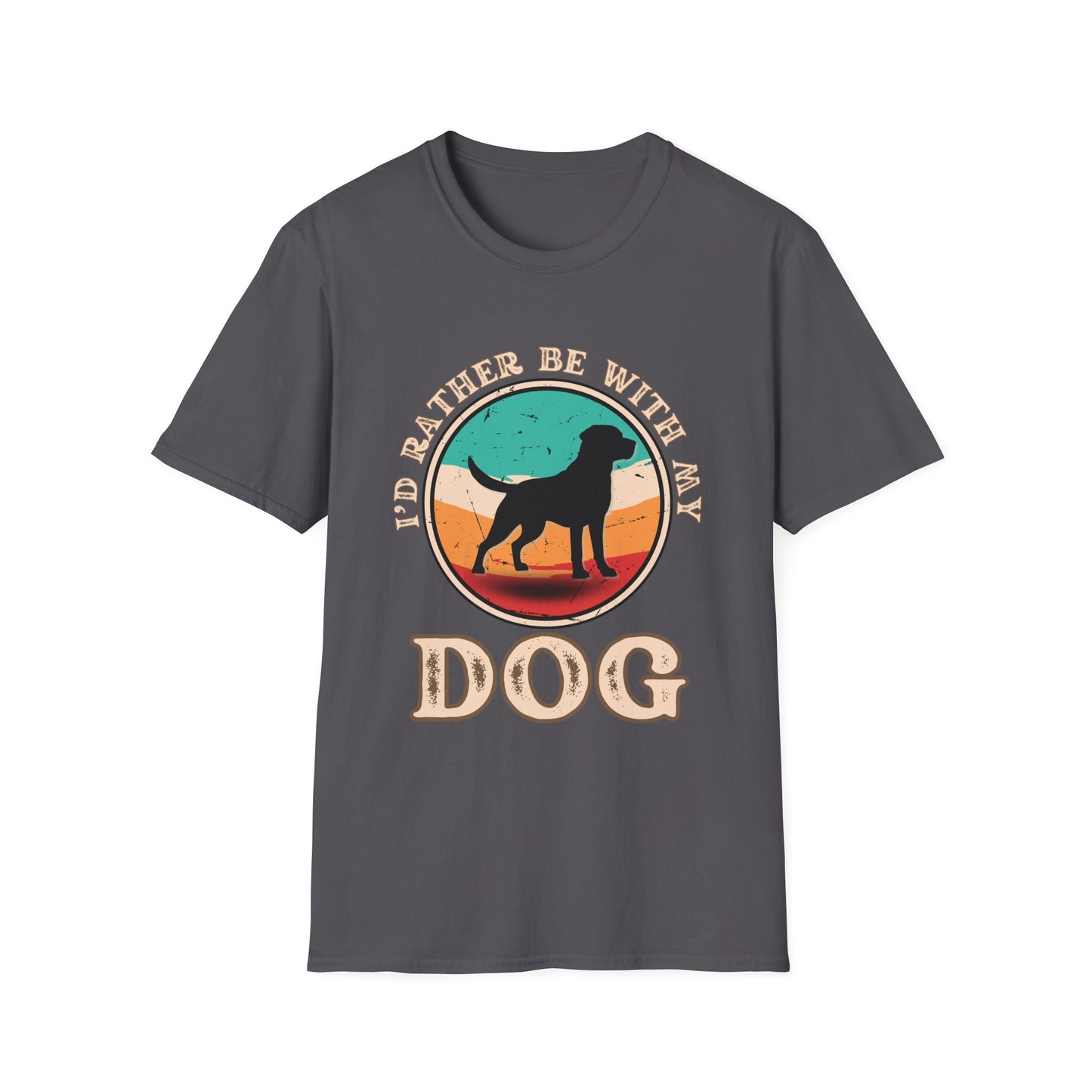 I'd Rather Be With My Dog Unisex Softstyle T-Shirt, Dog Lover Gift, Pet Adoption Tee, Casual Wear, Birthday Present, Animal Lover Apparel