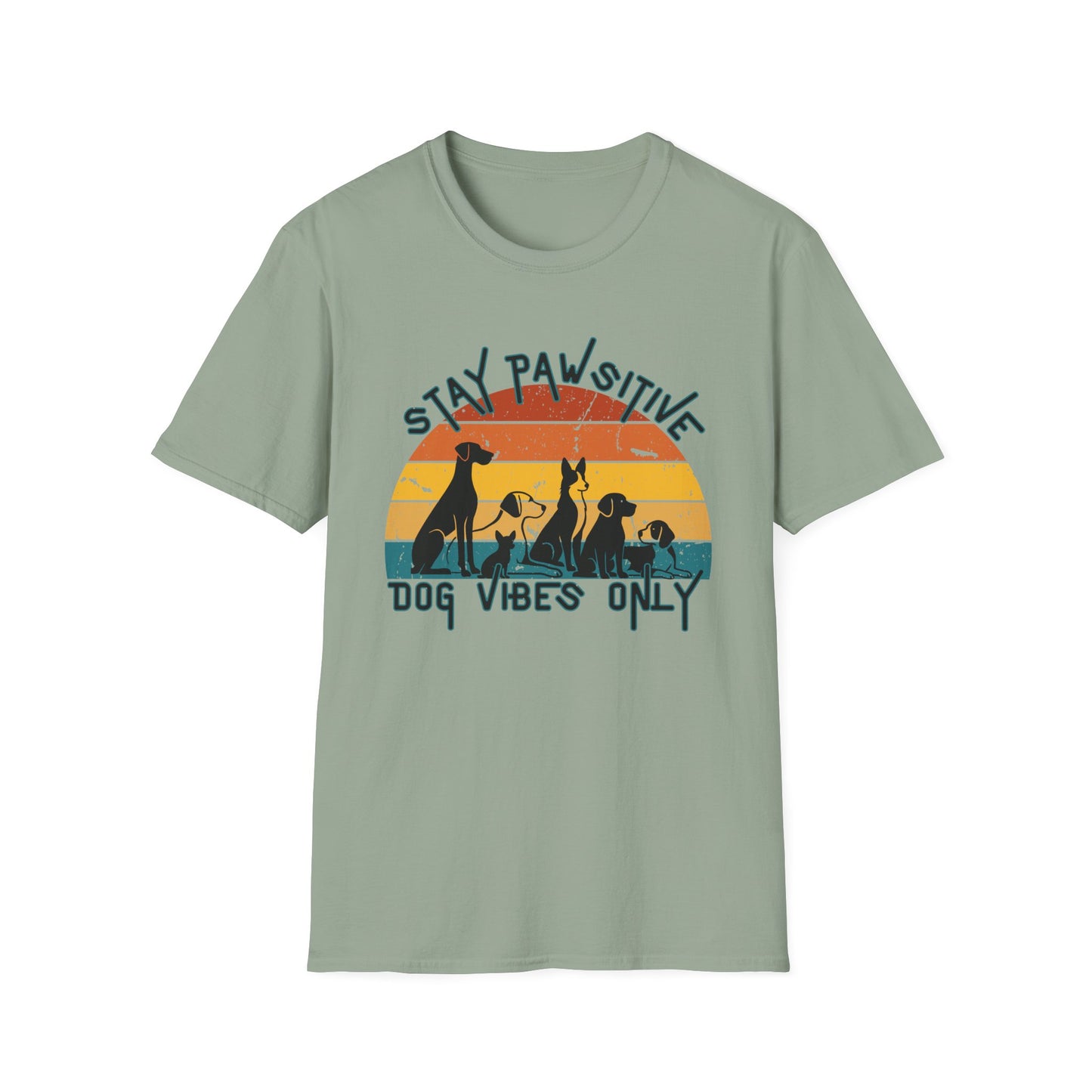 Stay Pawsitive Dog Vibes Tee – Retro Dog Shirt