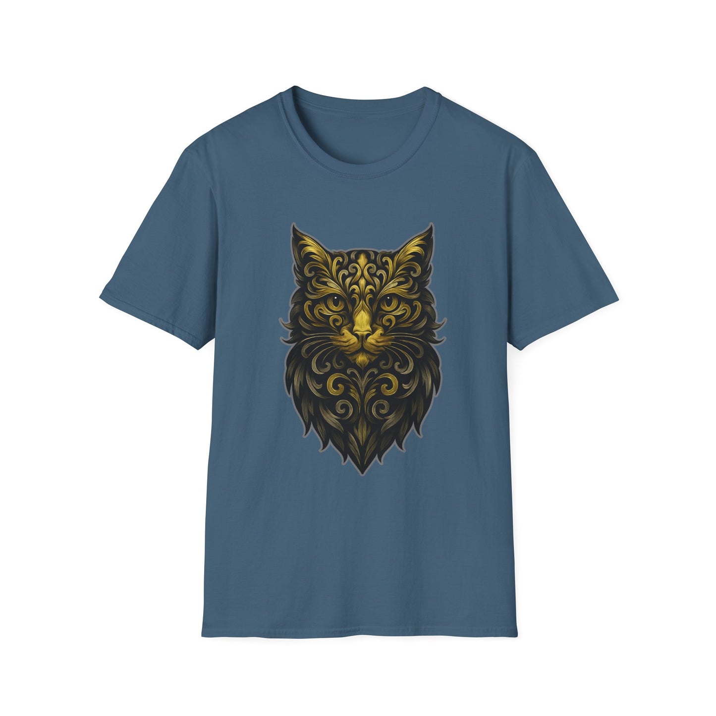 Elegant Cat Design Unisex Softstyle T-Shirt, Gift for Cat Lovers, Casual Wear, Unique Fashion, Animal Themed Apparel