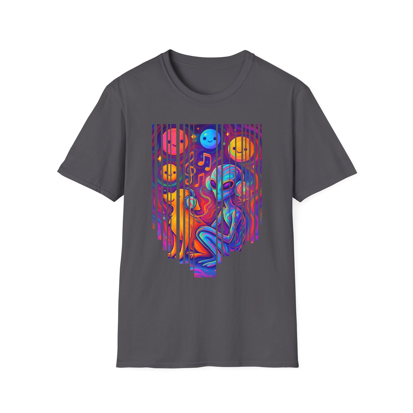 Psychedelic Alien & Dog Music T-Shirt Trippy Space ArtSummer Outfit, Festival Shirt