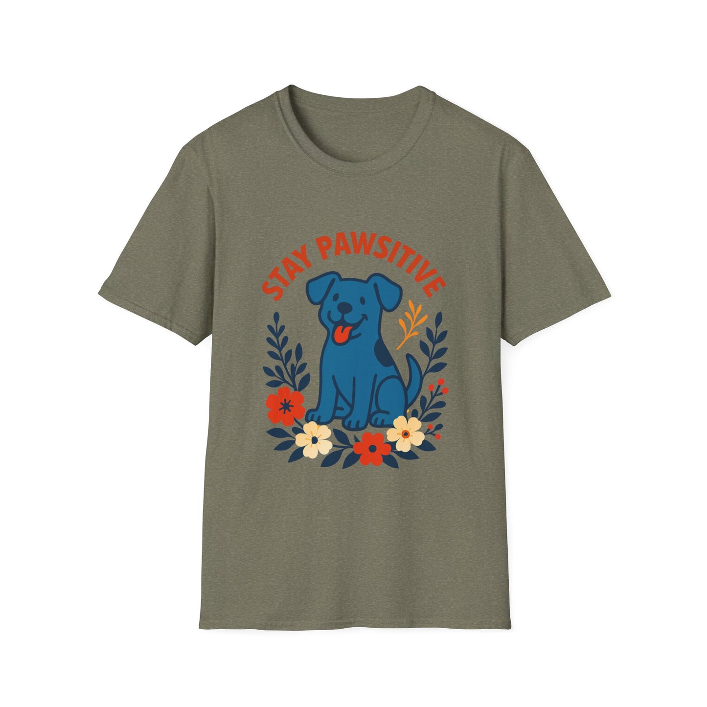 Stay Pawsitive Unisex T-Shirt, Cute Dog Tee, Pet Lover Gift, Inspirational Shirt, Animal Adoption Awareness