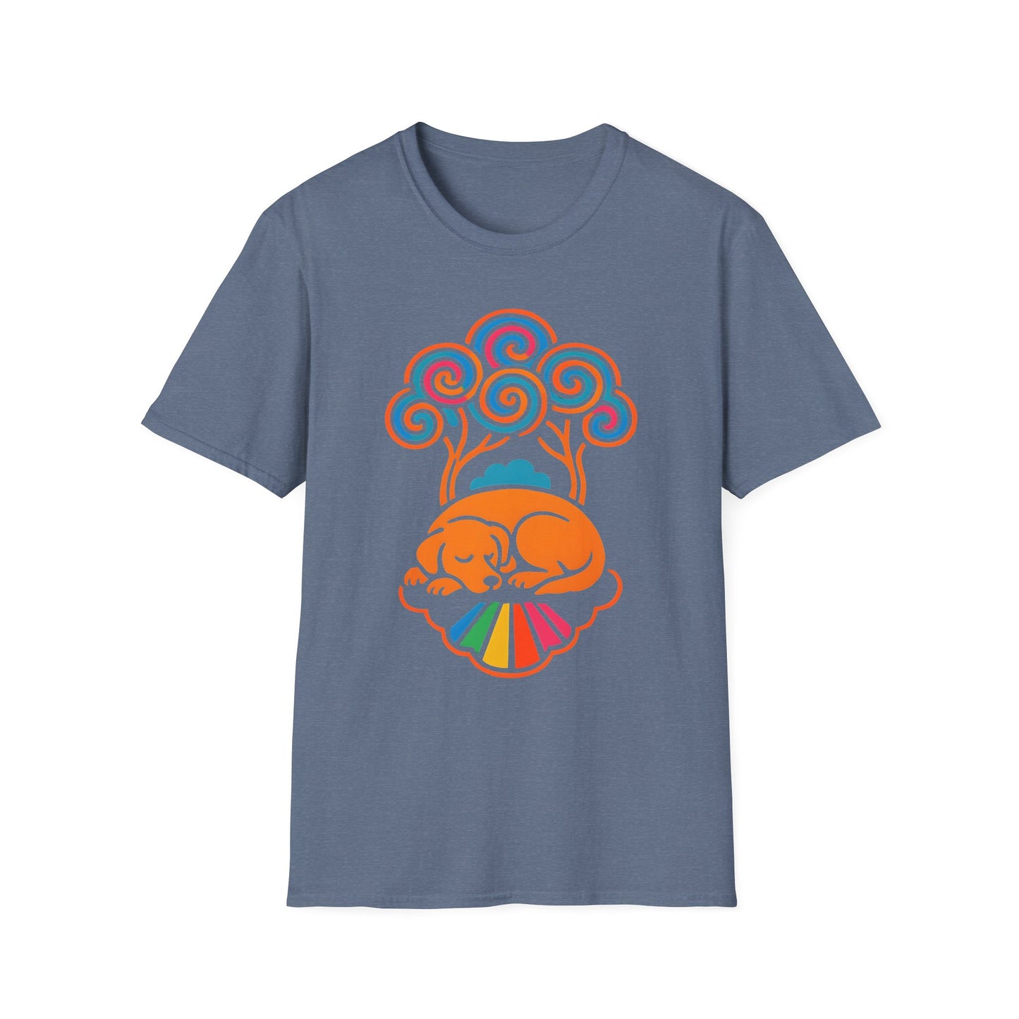 Colorful Sleeping Dog Trippy Tree Psychedelic T-Shirt , Comfortable Tee, Gift for Dog Lovers, Casual Style, Fun and Colorful Graphic