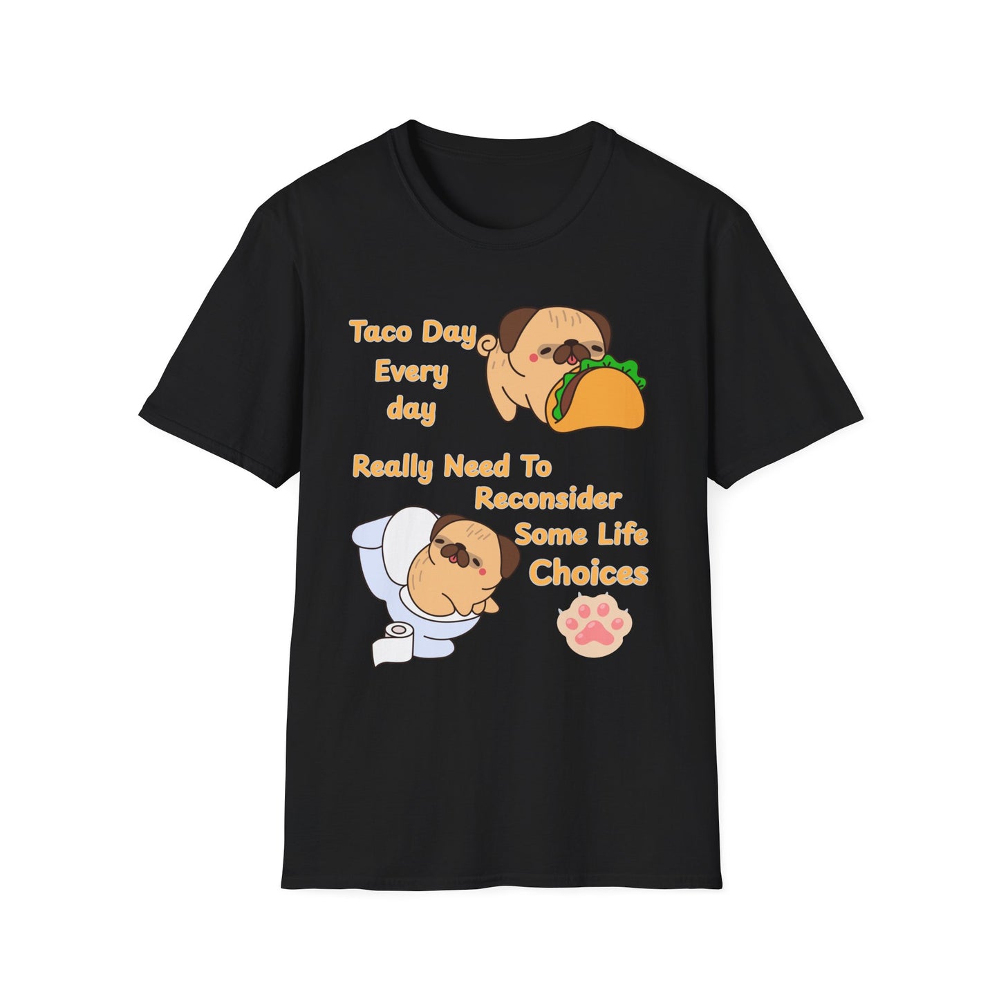 Taco-Themed T-Shirt, Perfect for Taco Lovers, Funny Gift for Foodies, Casual Wear, Pug Lover Shirt