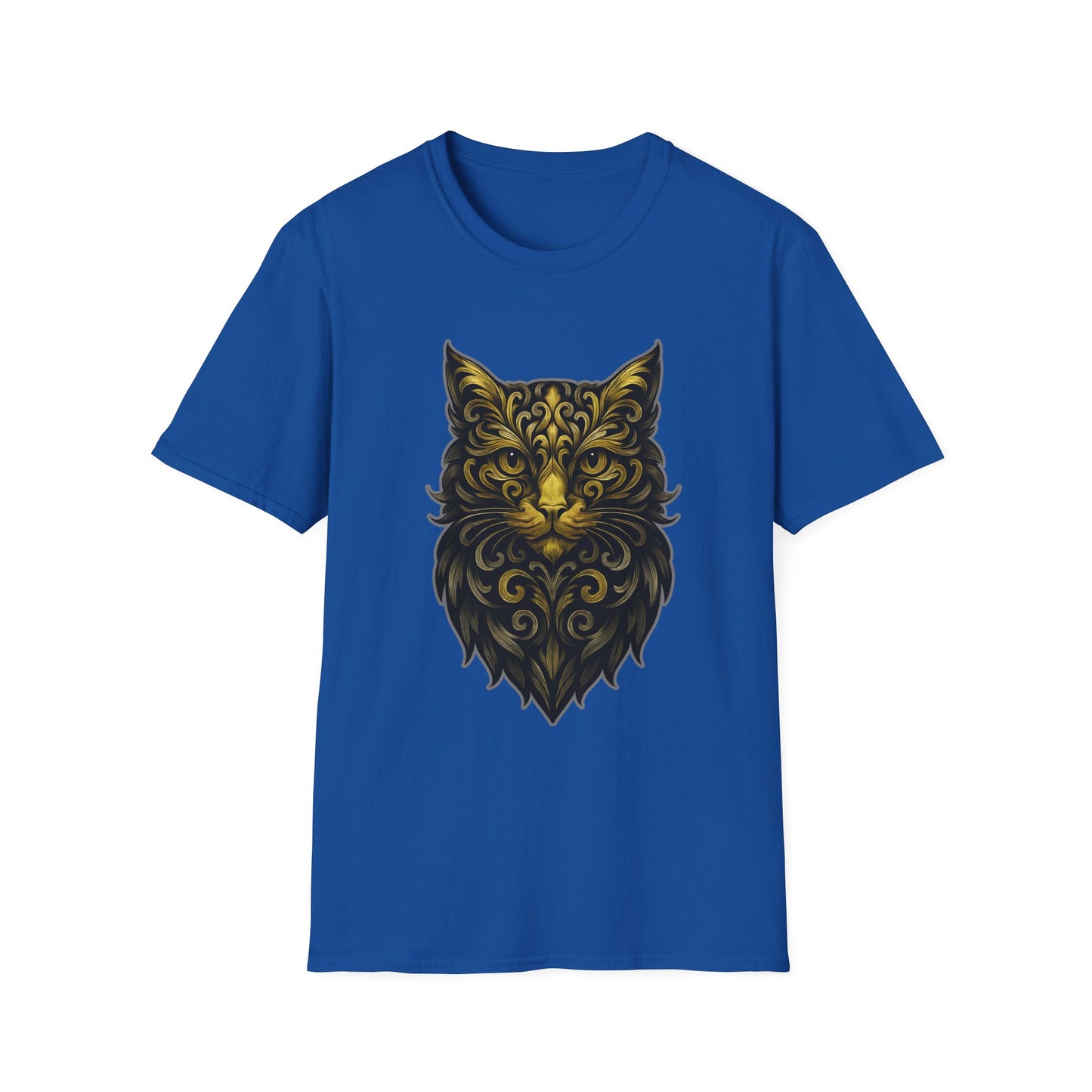 Elegant Cat Design Unisex Softstyle T-Shirt, Gift for Cat Lovers, Casual Wear, Unique Fashion, Animal Themed Apparel