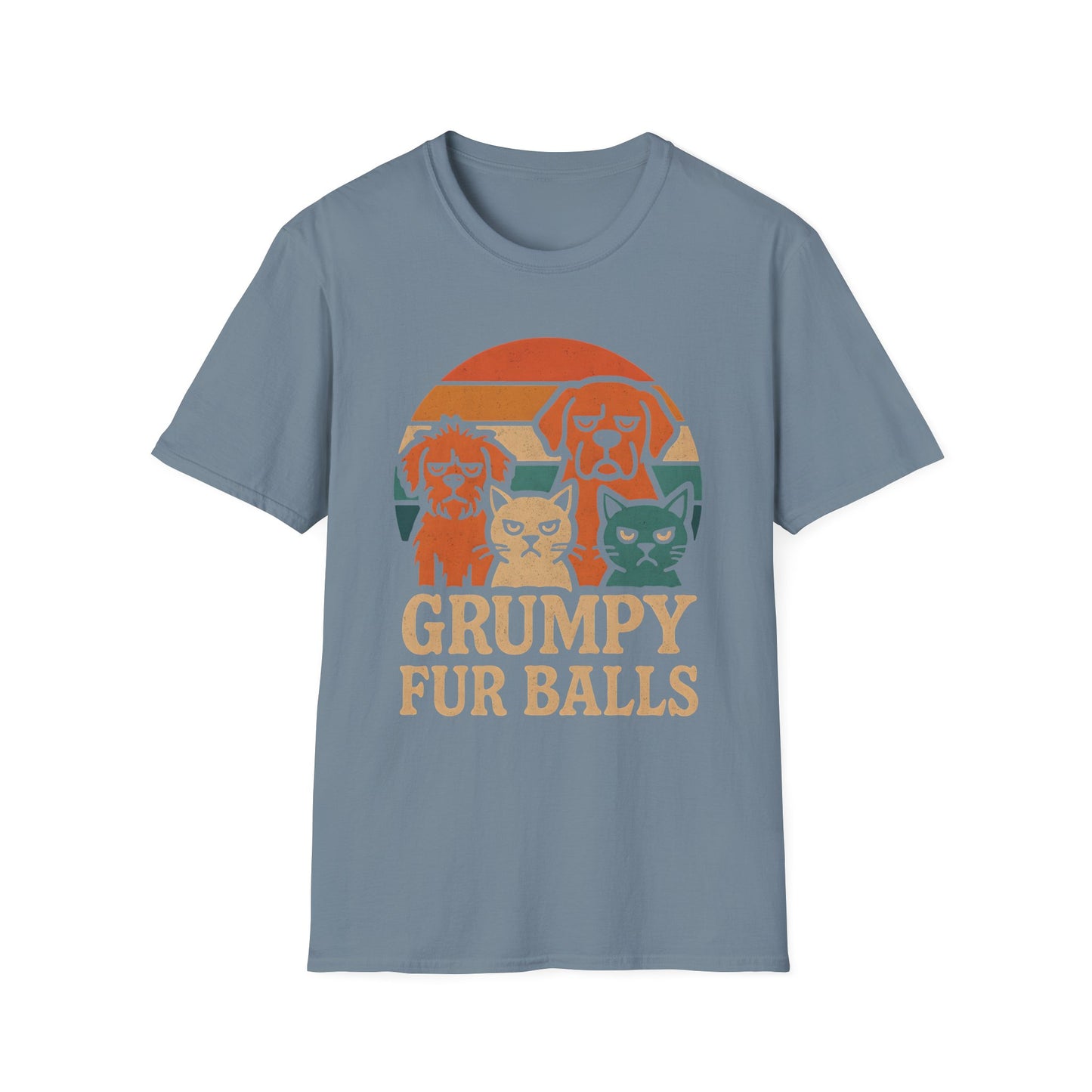 Grumpy Fur Balls Funny Cat and Dog T-Shirt for Pet Lovers.Funny Animal Shirt, Gifts for Dog Owners, Cat Lover Apparel, Cute Pet Humor