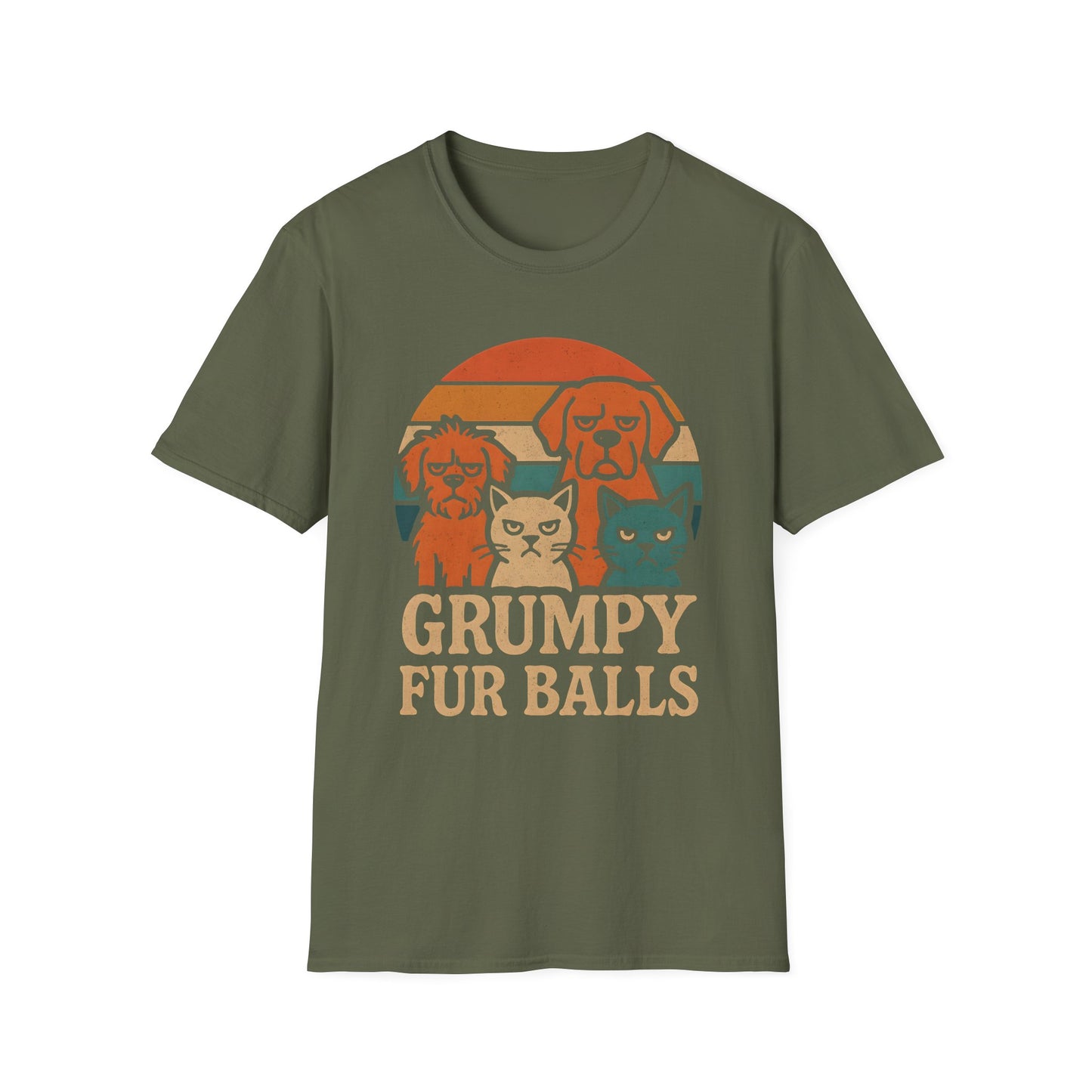 Grumpy Fur Balls Funny Cat and Dog T-Shirt for Pet Lovers.Funny Animal Shirt, Gifts for Dog Owners, Cat Lover Apparel, Cute Pet Humor