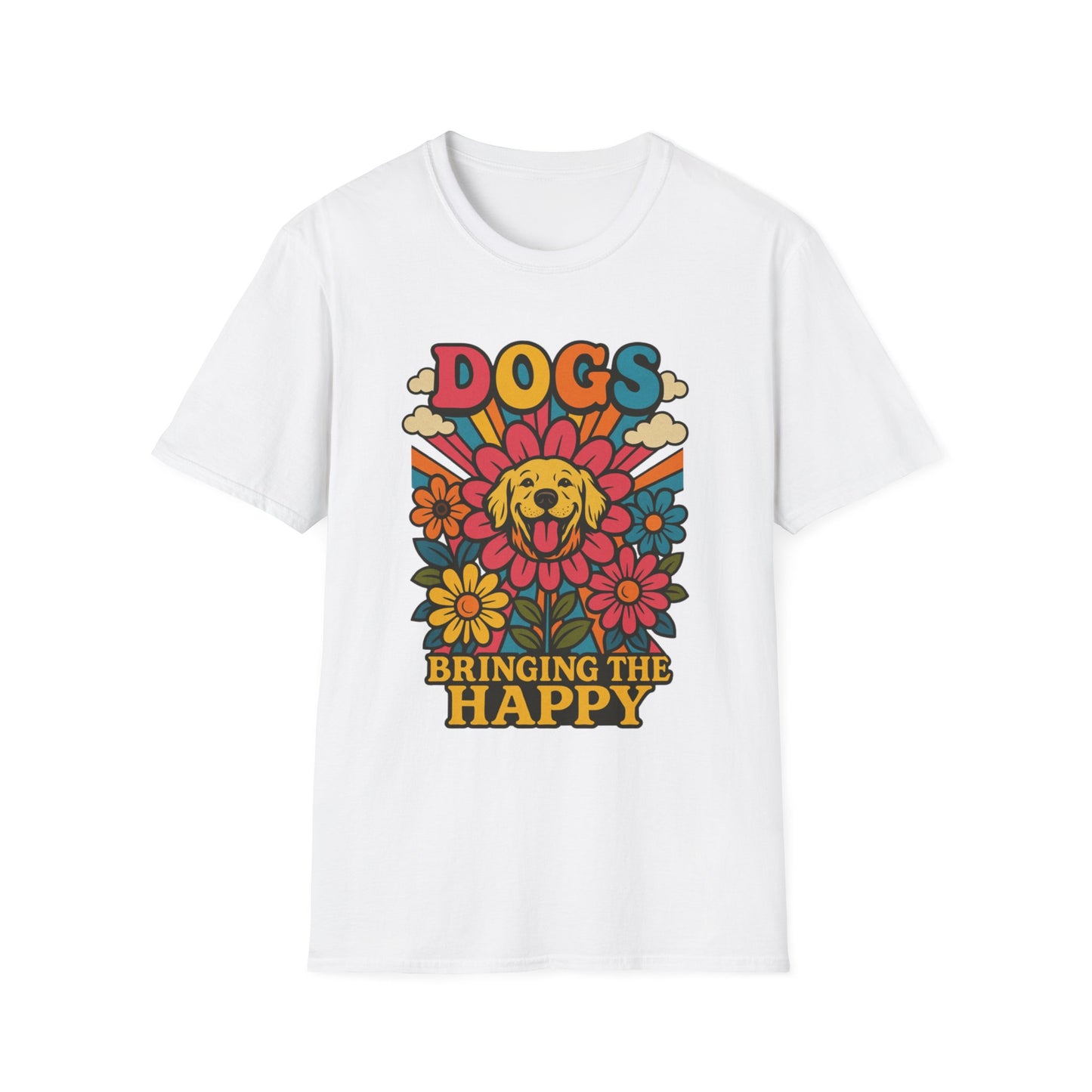 Dog Lovers Retro T-Shirt, Happy Dog Tee, Unisex Graphic Shirt, Gift for Dog Owners, Summer Casual Wear