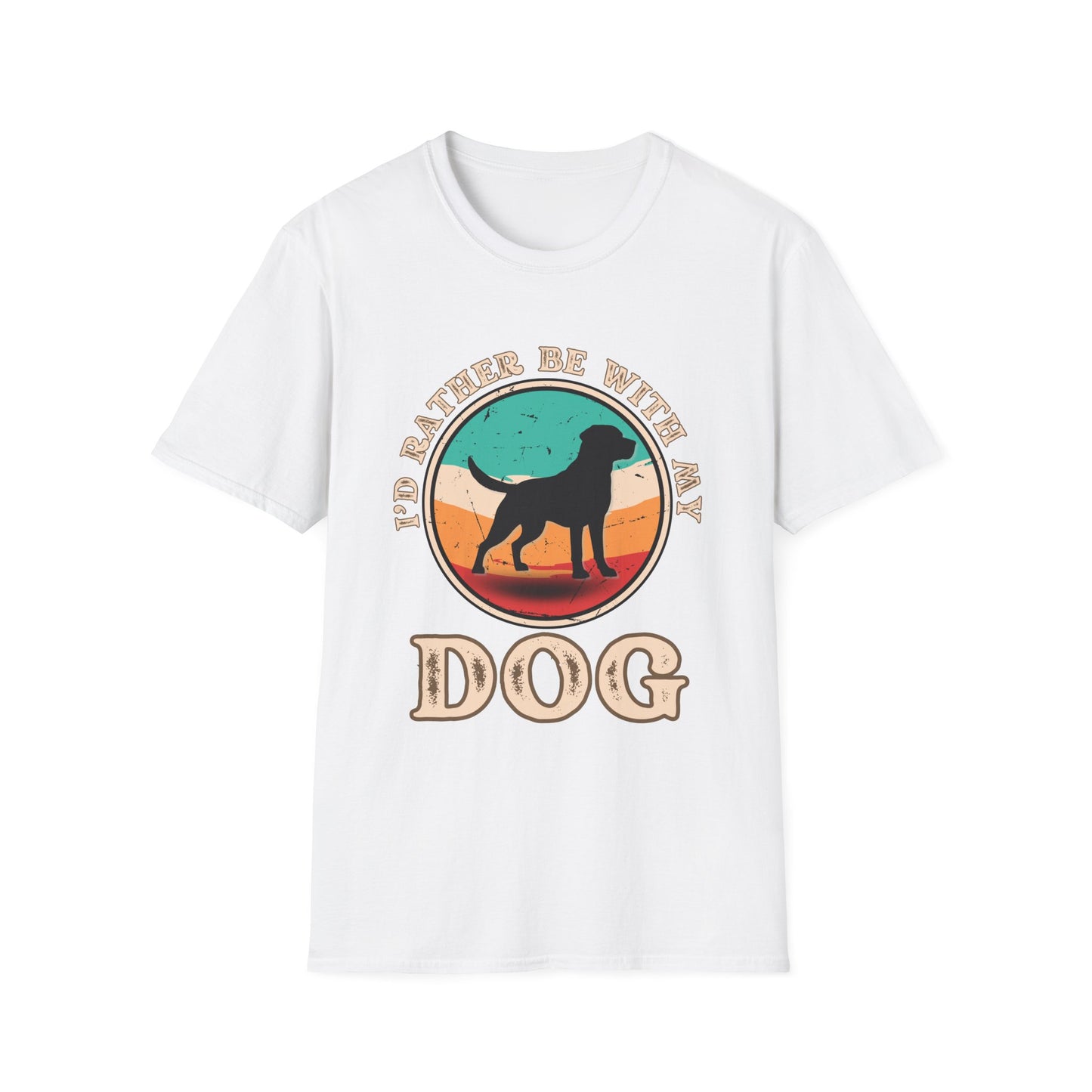 I'd Rather Be With My Dog Unisex Softstyle T-Shirt, Dog Lover Gift, Pet Adoption Tee, Casual Wear, Birthday Present, Animal Lover Apparel