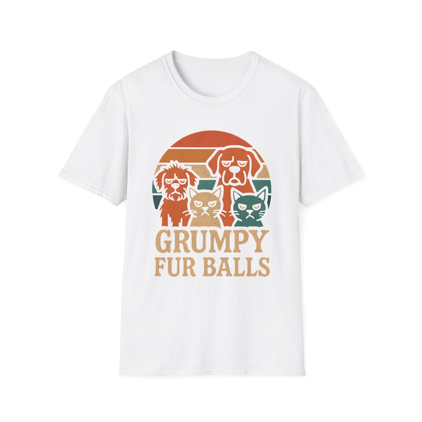 Grumpy Fur Balls Funny Cat and Dog T-Shirt for Pet Lovers.Funny Animal Shirt, Gifts for Dog Owners, Cat Lover Apparel, Cute Pet Humor