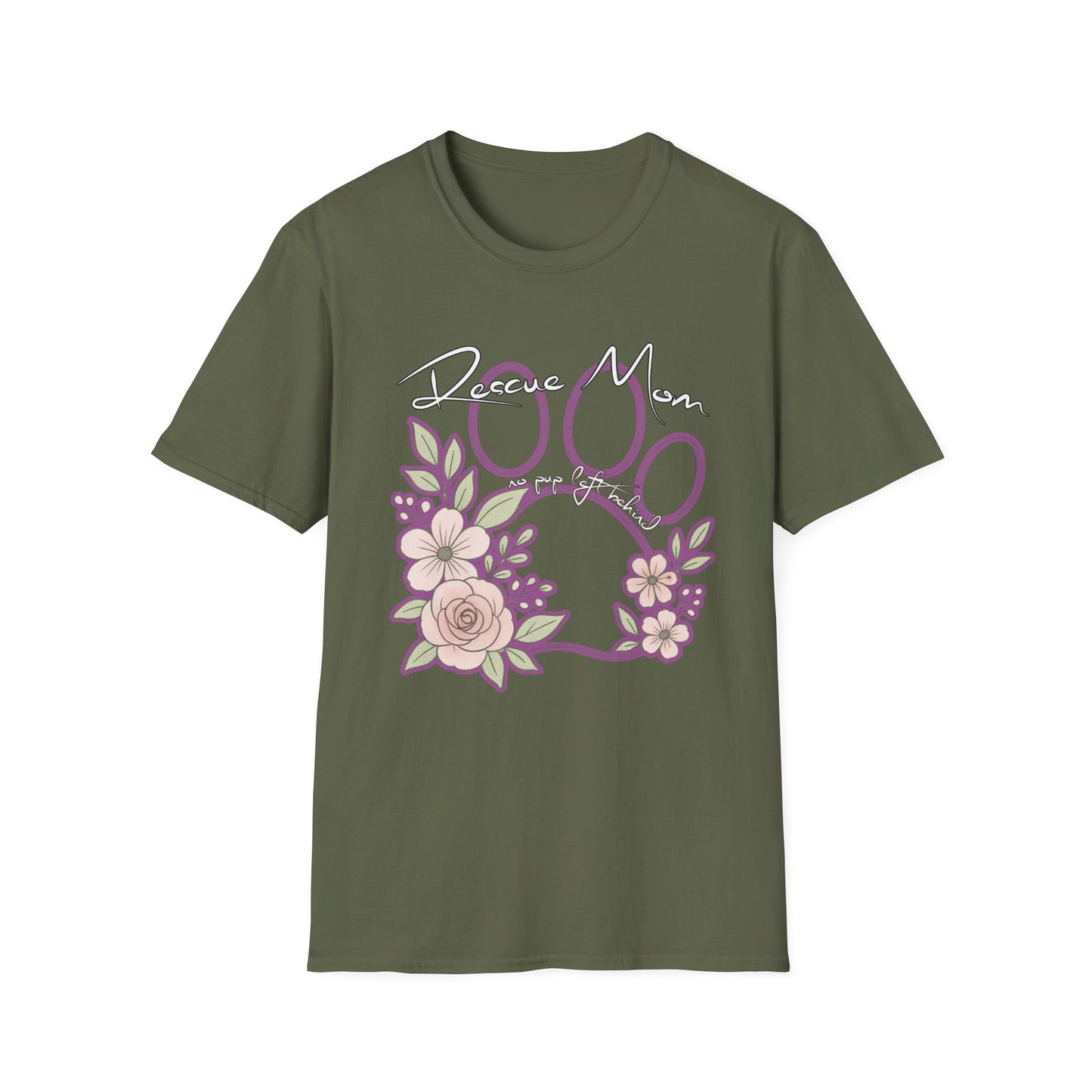Rescue Mom Floral Paw T-Shirt — Adopt a Rescue Dog