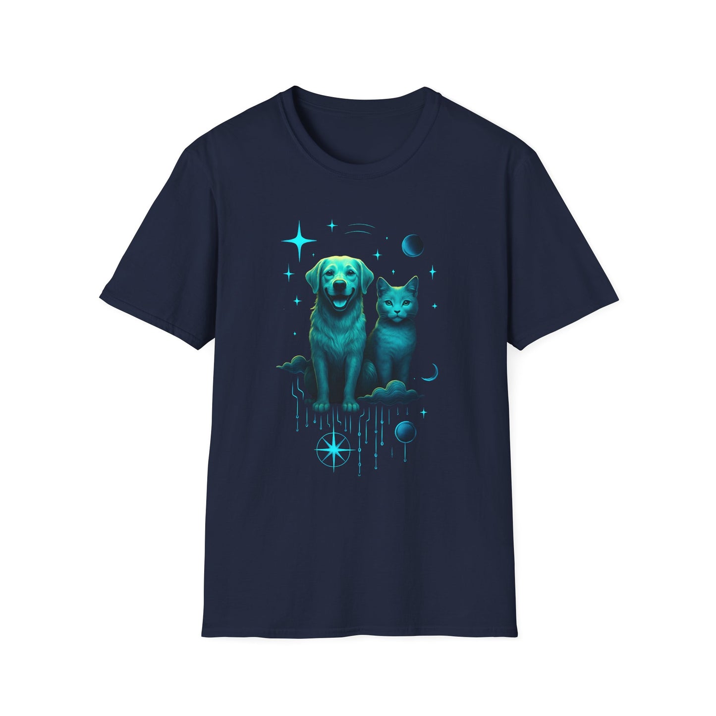 Celestial Dog and Cat Glow Space Pet Lover T-Shirt