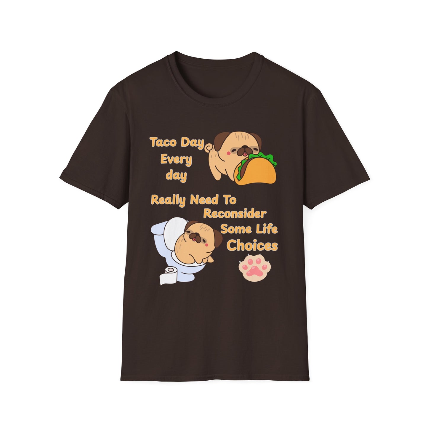 Taco-Themed T-Shirt, Perfect for Taco Lovers, Funny Gift for Foodies, Casual Wear, Pug Lover Shirt