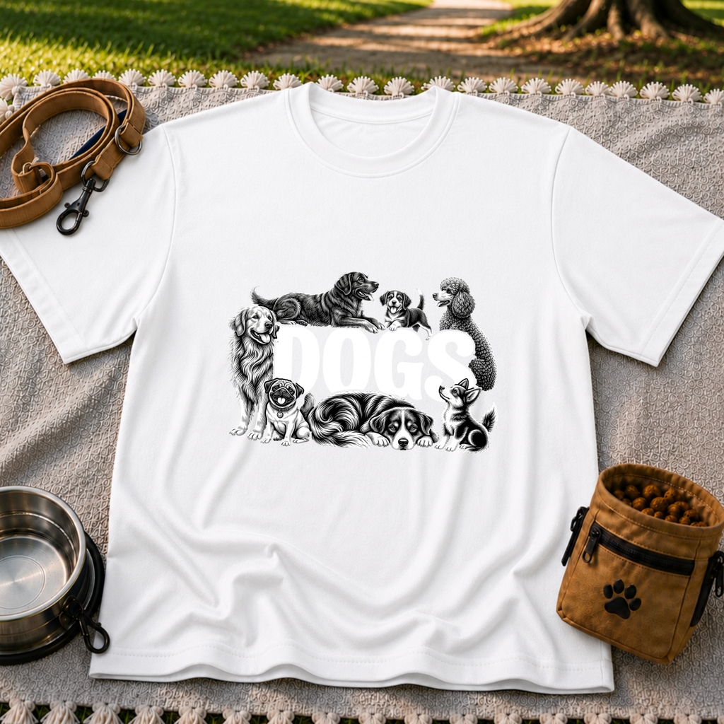 Dogs Are My Kind of People design on a White T-shirt.