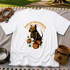 Paws of the Afterlife Pitbull Skeleton Halloween design on a White T-shirt.