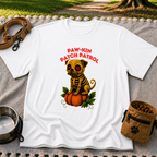Paw-kin Patch Patrol Pug Halloween Dog Lover design on a White T-shirt.