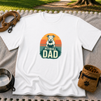 Vintage Pitbull Dad design on a White T-shirt.