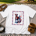 USA Fireworks Dog Lover design on a White T-shirt.