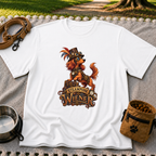 Steampunk Wiener Dog design on a White T-shirt.