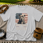 Sport Grey T-shirt mockup featuring pit bull portrait in front of a weathered American flag.