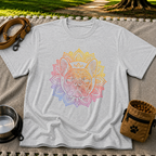 Bohemian French Bulldog Mandala artwork on a Sport Grey T-shirt.
