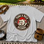 Punk & Rock Bulldog Records design on a Sport Grey T-shirt.