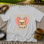 Home Is Where My Dog Is Frenchie Dog design on a Sport Grey T-shirt.
