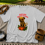 Paw-kin Patch Patrol Pug Halloween Dog Lover design on a Sport Grey T-shirt.