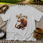 Wiener Takes All Steampunk Dachshund design on a Sport Grey T-shirt.