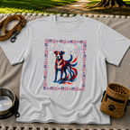 USA Fireworks Dog Lover design on a Sport Grey T-shirt.