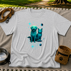 Celestial Dog and Cat Glow artwork on a Sport Grey T-shirt.