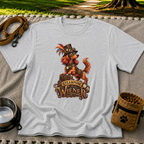 Steampunk Wiener Dog design on a Sport Grey T-shirt.