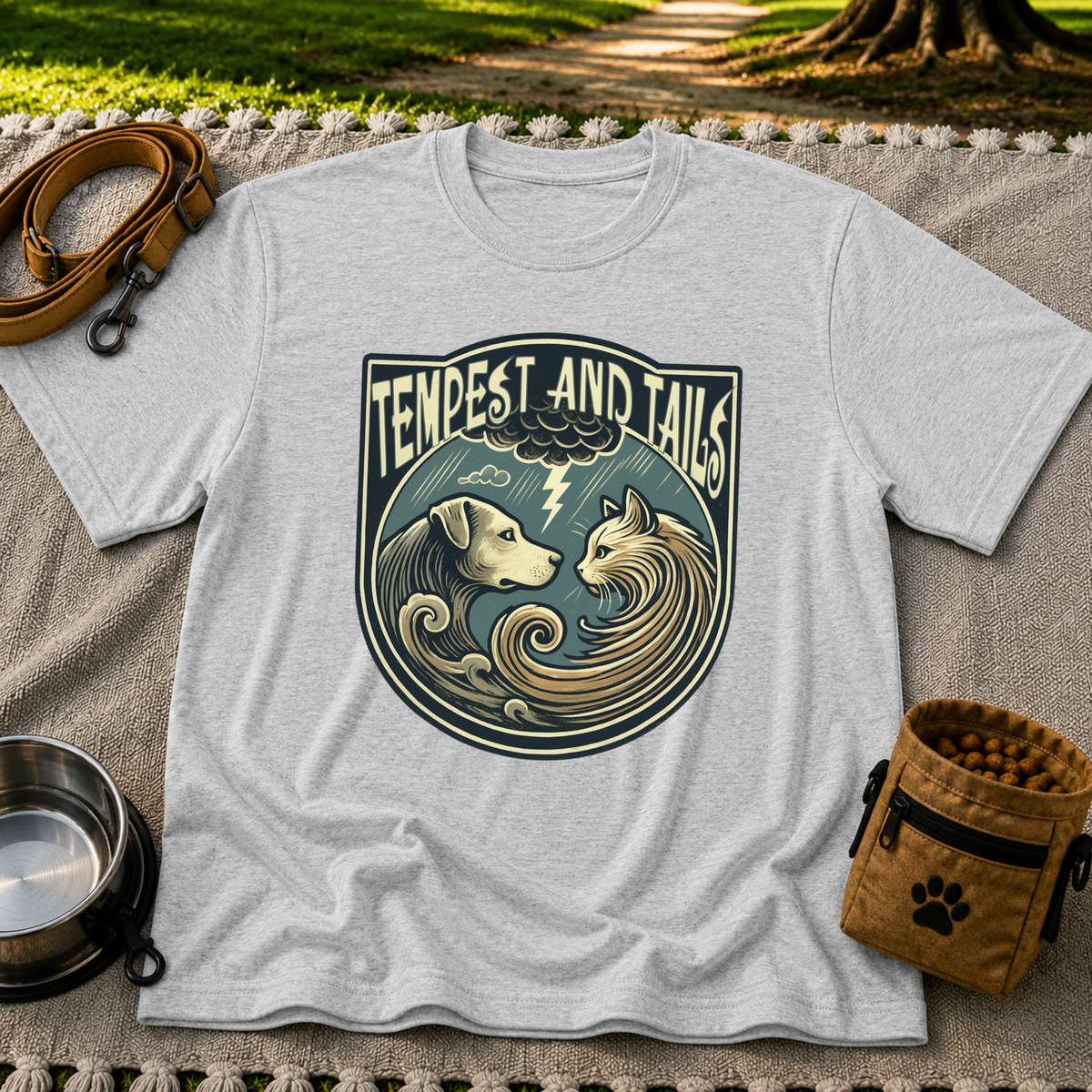 Tempest and Tails Companion Crest artwork on a Sport Grey T-shirt.