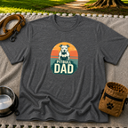 Vintage Pitbull Dad design on a Dark Heather Grey T-shirt.