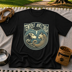 Tempest and Tails Companion Crest artwork on a Black T-shirt.