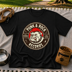 Punk & Rock Bulldog Records design on a Black T-shirt.