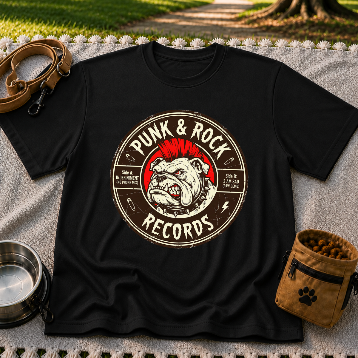 Punk & Rock Bulldog Records design on a Black T-shirt.