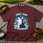 Maroon T-shirt mockup featuring howling Husky against a rugged blue-toned mountain landscape.