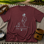 a person walking a dog beneath the words “Pet Parent”. On a Maroon T-shirt.