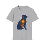 Sunset Dog Silhouette T-Shirt product mockup in Sport Grey