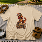 Steampunk Wiener Dog design on a Sand T-shirt.