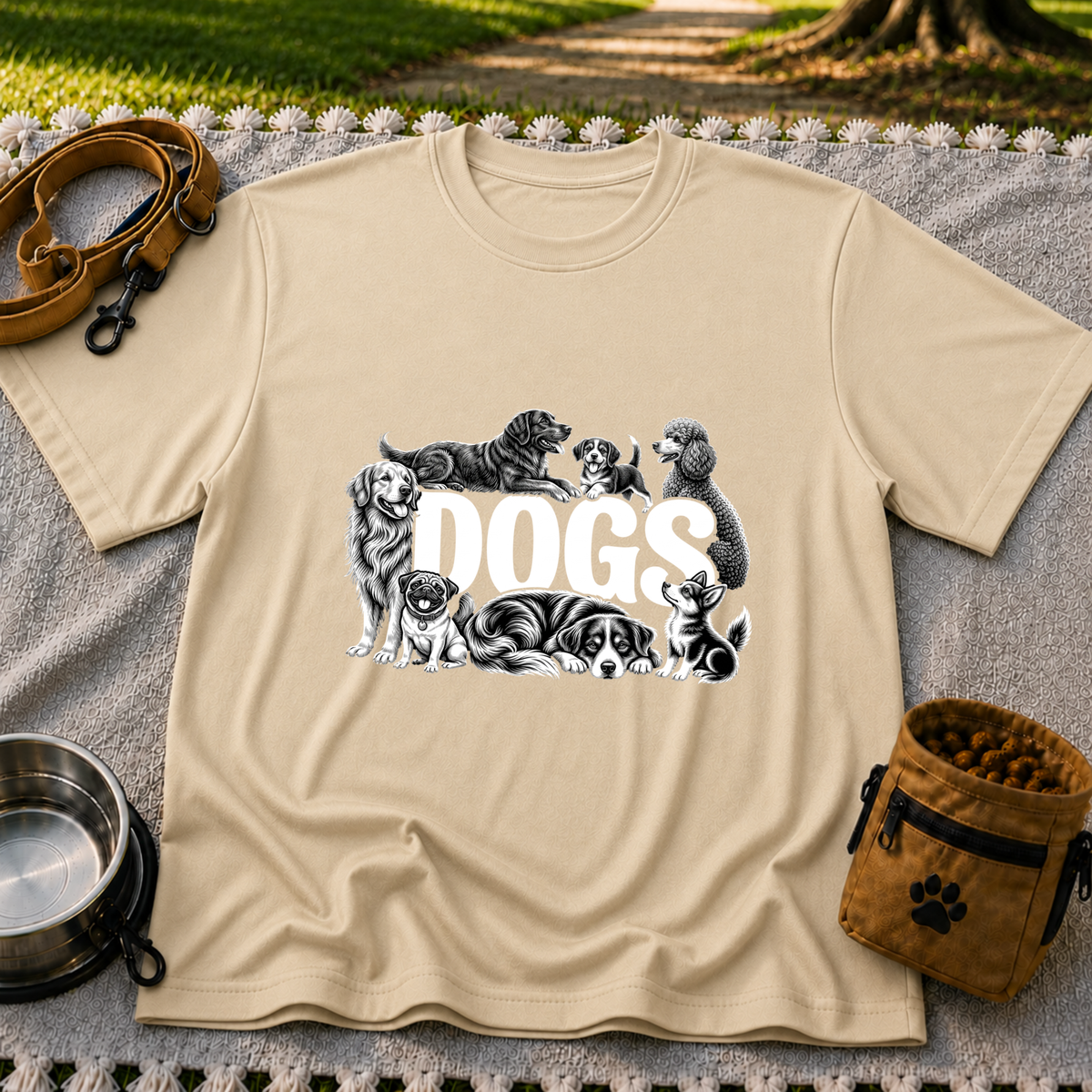 Dogs Are My Kind of People design on a Sand T-shirt.