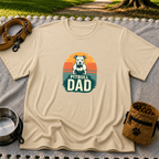 Vintage Pitbull Dad design on a Sand T-shirt.