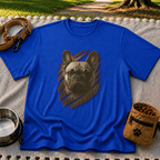 French Bulldog Claw Rip Portrait artwork on a Royal T-shirt.